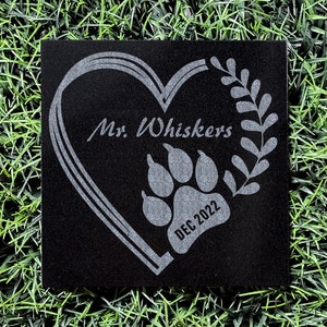 Cat Memorial / Pietra commemorativa per animali domestici personalizzata / Marcatore tombale personalizzato in granito nero / Lapide per gatto / Sepoltura di animali domestici / Lutto per animali domestici