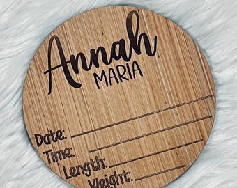 Geburt Stats Zeichen, Baby Namensansage, Krankenhaus Namensschild, Neugeborene Name Holzschild, Babypartygeschenk für Neugeborene, Andenken