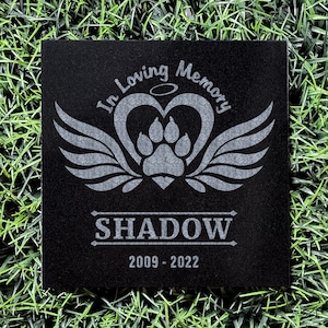 Cat Memorial | Personalized Pet Memorial Stone | Custom Black Granite Pet Grave Marker | Headstone For Cat | Pet Burial | Pet Bereavement
