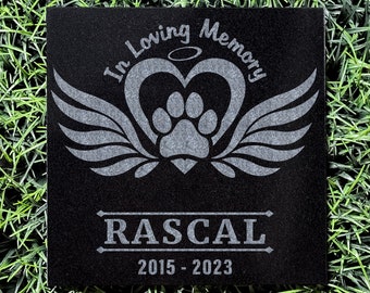 Dog Memorial | Personalized Pet Memorial Stone | Custom Black Granite Pet Grave Marker | Headstone For Dog | Pet Burial | Pet Bereavement
