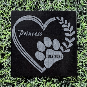 Dog Memorial | Personalized Pet Memorial Stone | Custom Black Granite Pet Grave Marker | Headstone For Dog | Pet Burial | Pet Bereavement