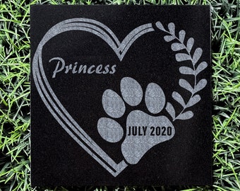 Dog Memorial | Personalized Pet Memorial Stone | Custom Black Granite Pet Grave Marker | Headstone For Dog | Pet Burial | Pet Bereavement