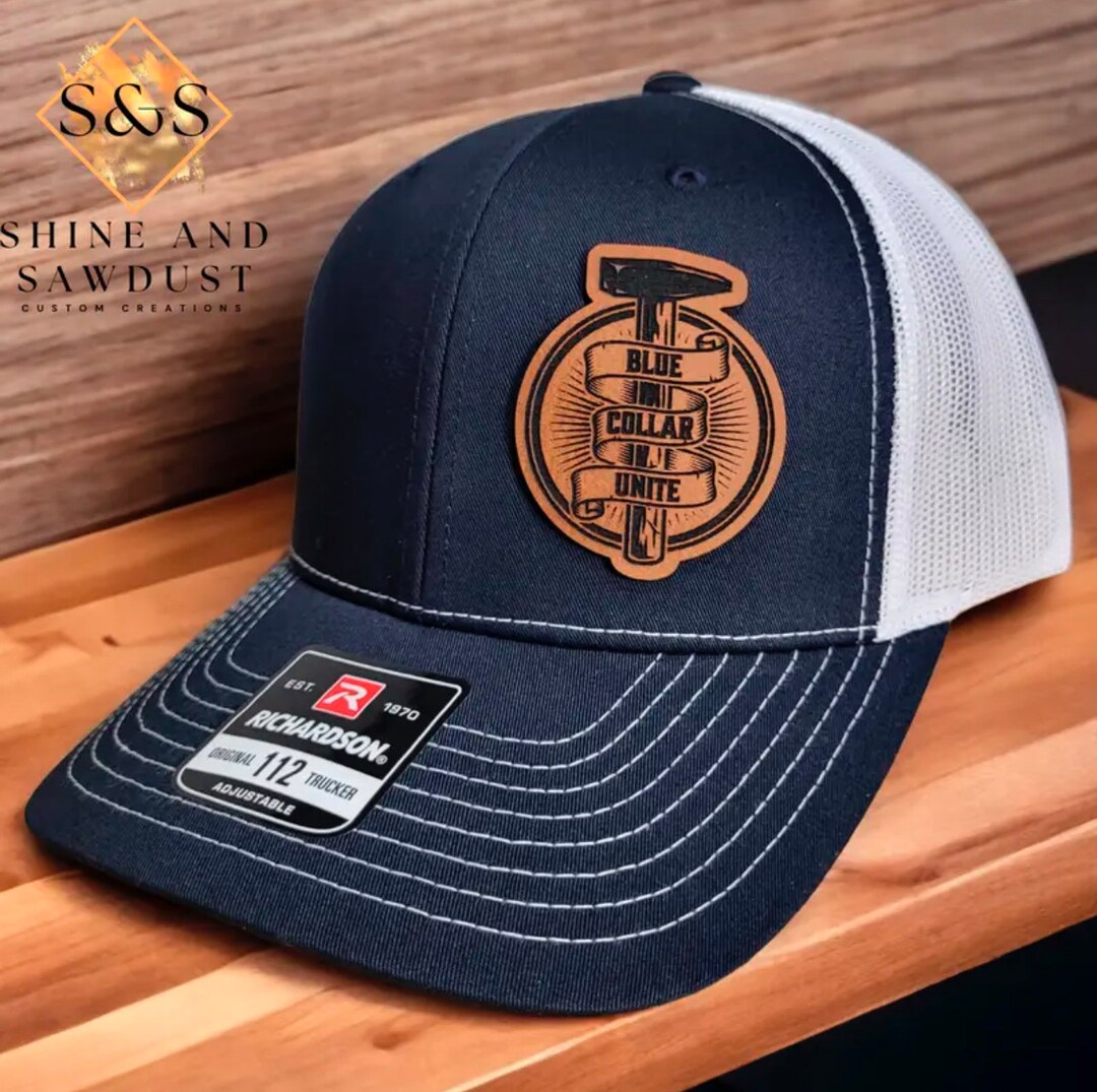 Blue Collar Trucker Hat, Blue Collar Unite, Working Class, Leather