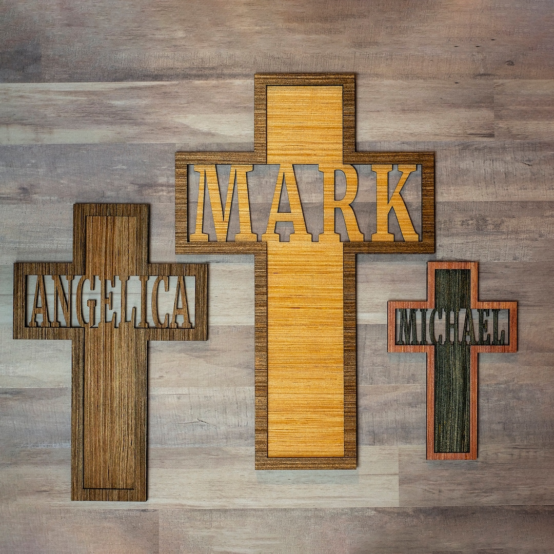 Personalized Wooden Baptism Cross Sign With Kidname, Custom Name Cross, Christening And Baptism Gift For Girls And Boys, First Communion Gift, Custom Nursery Sign