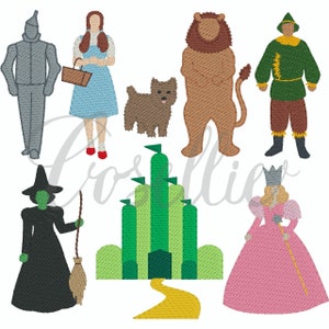 Wonderful Wizard of Oz sketch embroidery design, Build your own, Glinda, Elphaba, Toto, Mini, Dorothy, Tin Man, Lion, Scarecrow, Fall