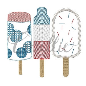 Popsicles quick stitch embroidery design, Popsicles, Ice cream embroidery design, Summer, Popsicle, Ice cream, Spring embroidery design