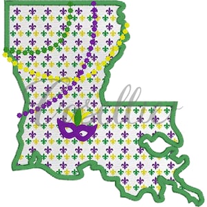 Louisiana Mardi Gras Embroidery Design