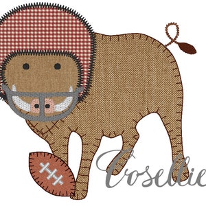 Razorback embroidery design, Football, Wild pig, Vintage stitch embroidery design, Applique, Razorback applique, Football applique, Gameday