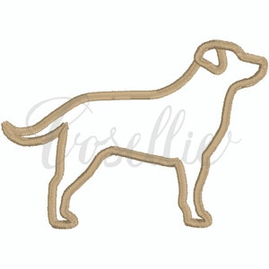 May include: Outline of a brown dog in a side profile.