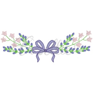 Tulips and lavender bow embroidery design, Floral frame, Bow embroidery design, Tulips, Lavender, Name frame, Font frame
