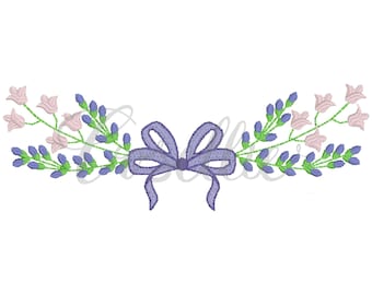 Tulips and lavender bow embroidery design, Floral frame, Bow embroidery design, Tulips, Lavender, Name frame, Font frame