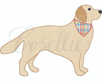 Golden applique embroidery design, Golden retriever, Dog applique, Dog, Puppy, Lab, Vintage, Vintage stitch embroidery design, Labradoodle