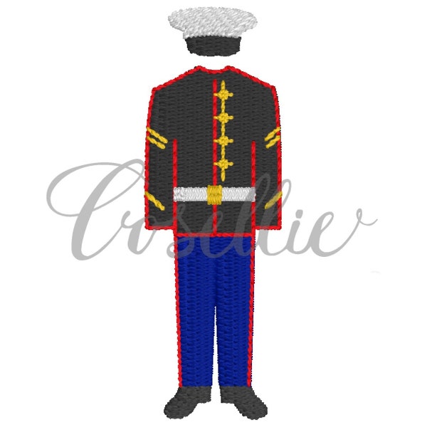 Mini Marine uniform embroidery design, Marine embroidery design, Mini design, US Marines, USA, US Military, United States Military, Marines