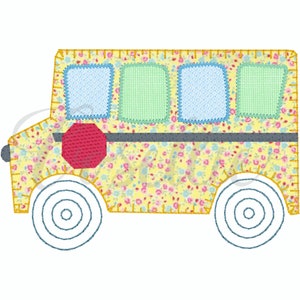 School bus embroidery design, Bus, Apple, School bus, apple, crayons, Back to school embroidery design, Vintage stitch embroidery design