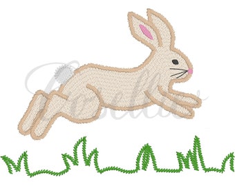 Hopping bunny embroidery design, Vintage bunny, Rabbit, Easter eggs, Spring, Easter, Vintage stitch embroidery design, Applique,Quick stitch