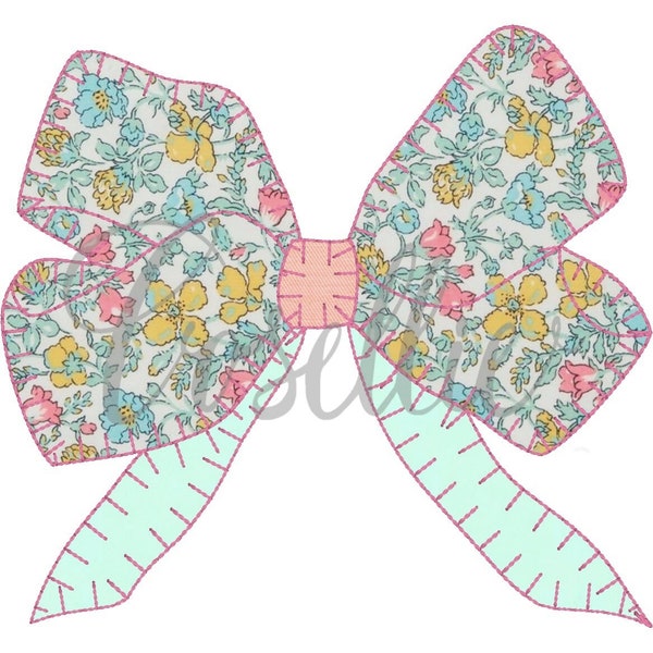 Bow applique embroidery design, Bow embroidery design, Girly bow, Girl, Applique bow, Vintage bow, Monogram, Vintage stitch, Applique