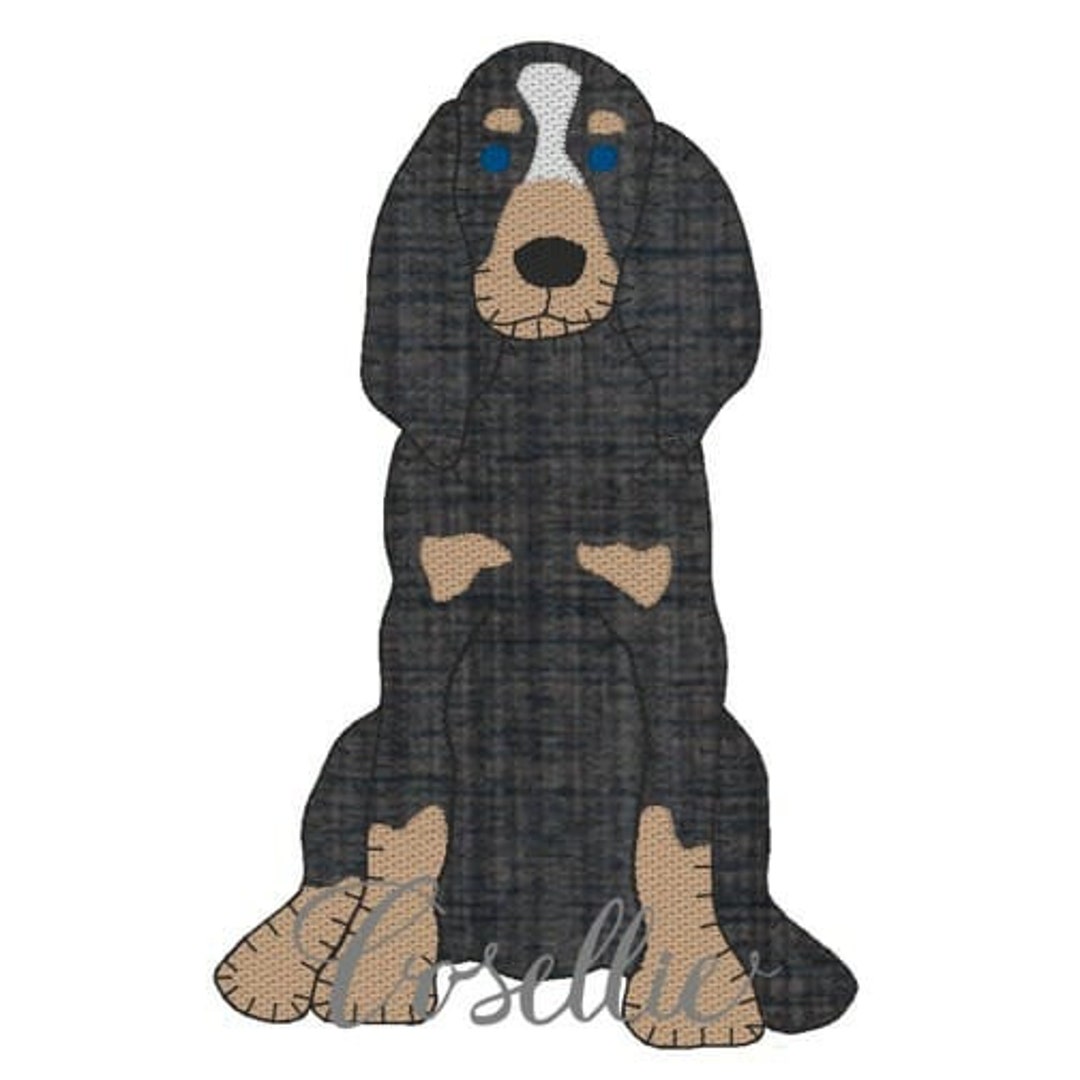 Hound Dog Embroidery Design, Dog, Smokey, Football, Coonhound, Puppy
