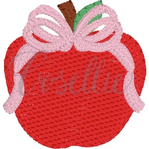 Mini apple bow embroidery design, Art, Apple, Books, Crayons, Vintage crayons, Back to school, Vintage stitch embroidery design, School
