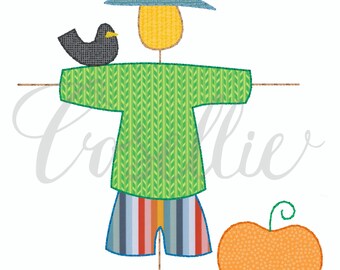 かかしの少年のアップリケ刺繍デザイン