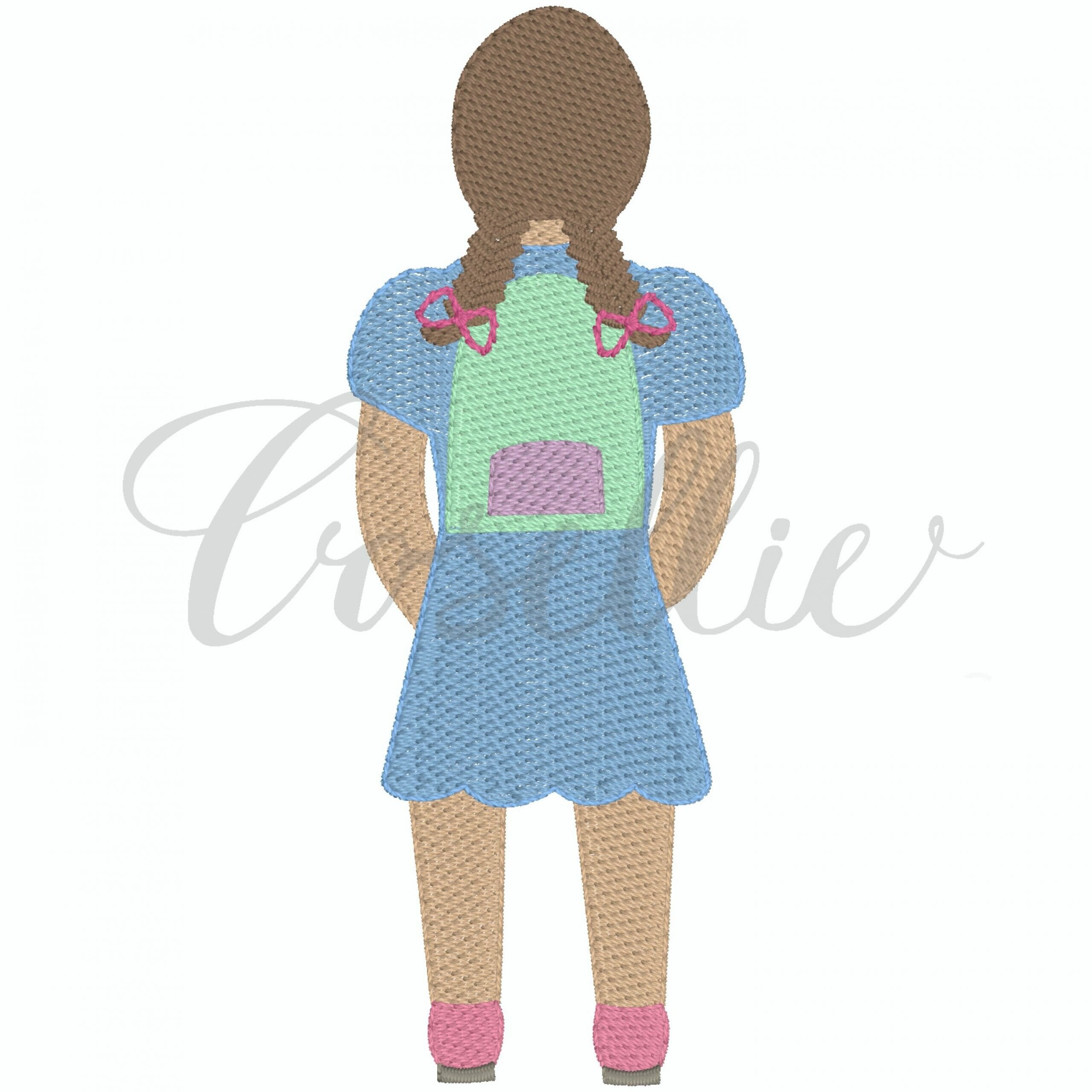 Girl With Backpack Embroidery Design Boy Backpack Pencil Etsy