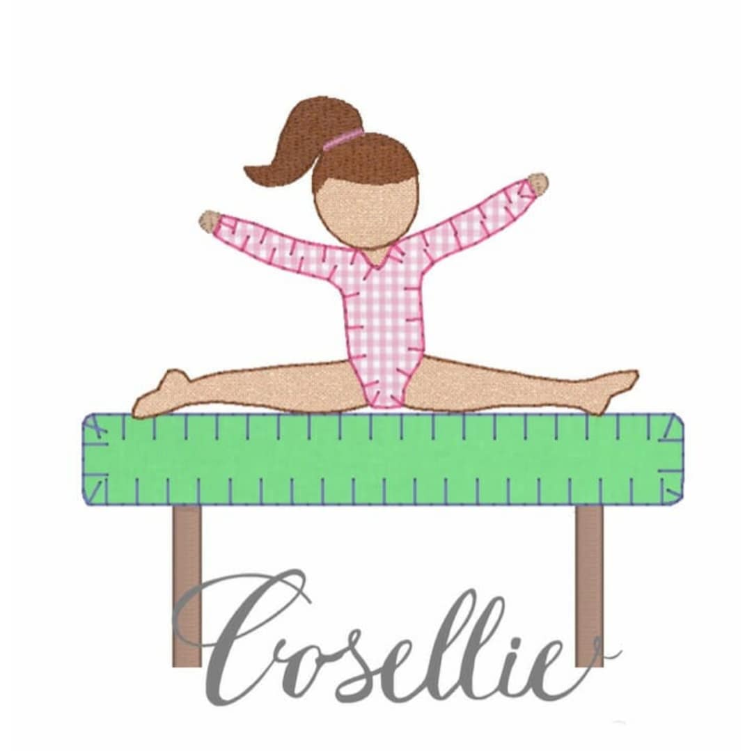 Gymnast Embroidery Design, Gymnastics, Girl, Gymnast Applique, Vintage