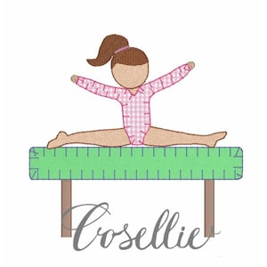 Gymnast embroidery design, Gymnastics, Girl, Gymnast applique, Vintage stitch embroidery design, Applique, Girls applique, Girl sports