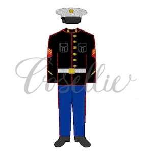 Marine uniform appliqué embroidery design, Marine embroidery design, Mini design, US Marines, USA, US Military, United States Military