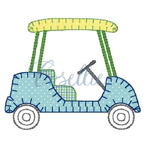Projekt haftu aplikacji wózka golfowego, Projekt haftu golfowego, Golf, Kije golfowe, Wzór haftu vintage, Golf, Wózek golfowy