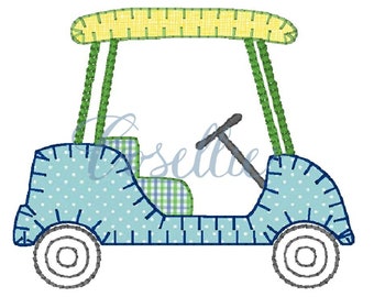 Golf cart applique embroidery design, Golf embroidery design, Golf, Golf clubs, Vintage stitch embroidery design, Golfing, Golf cart