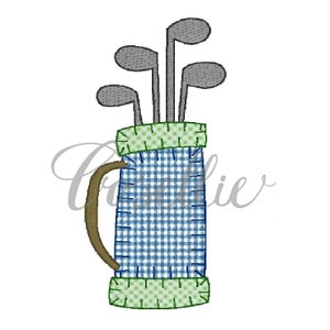 Projekt haftu aplikacji na torbę golfową, Projekt haftu golfowego, Golf, Kij golfowy, Wzór haftu vintage, Golf, Wózek golfowy, Torba golfowa