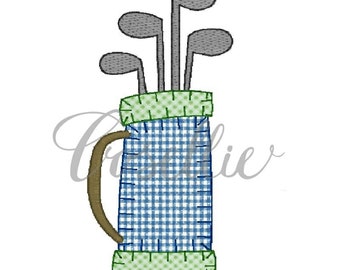 Golf bag applique embroidery design, Golf embroidery design, Golf, Golf club, Vintage stitch embroidery design, Golfing, Golf cart, Golf bag