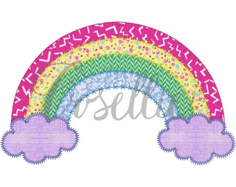 Regenbogen Applikation Stickerei Design, Regenbogen Applikation, St. Patrick's, Frühling, Sommer, Vintage Stitch Stickdatei, Frühling, Regenbogen, Sonne