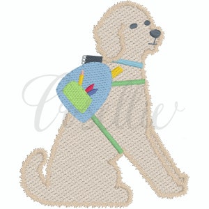 Boy dog with backpack embroidery design, Pencils, Doodle, Crayons, Vintage crayons, Back to school, Vintage stitch embroidery design, School