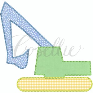 Graafmachine applique borduurontwerp, Bouwvoertuigen, Jongen, Voertuigen, Auto&#39;s, Stoffen, Bulldozer, Kipper, Graafmachine, Bouw