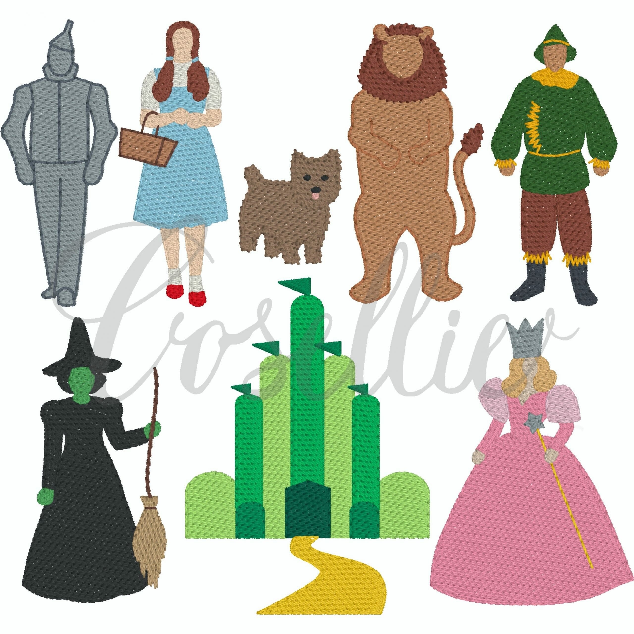 Wonderful Wizard of Oz sketch embroidery design, Build your own, Glinda, Elphaba, Toto, Mini, Dorothy, Tin Man, Lion, Scarecrow, Fall
