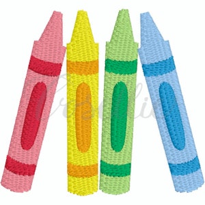 Mini crayons embroidery design, Crayons, Vintage crayons, Back to school, Vintage stitch embroidery design, School, School design