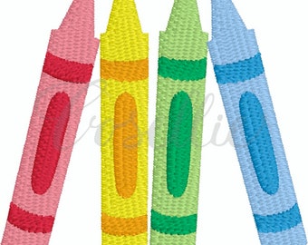 Mini crayons embroidery design, Crayons, Vintage crayons, Back to school, Vintage stitch embroidery design, School, School design