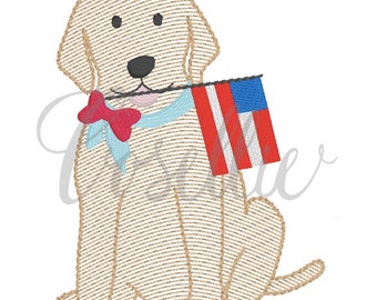 Patriotic Lab girl embroidery design, Lab, Dog, Dog with flag, American flag, July 4th, Vintage Memorial Day, Patriotic, Fireworks, Flag