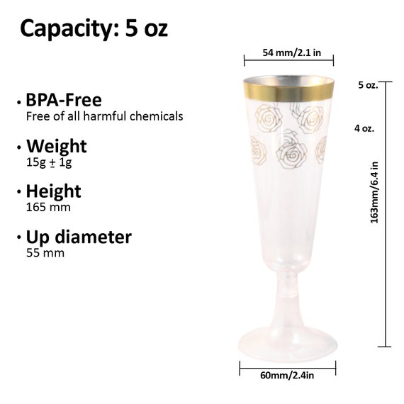 Reli. 50 Flute Da Champagne In Plastica Trasparente Con Bordo Dorato, Senza Stelo, Usa E Getta, Infrangibili, Senza BPA - 4