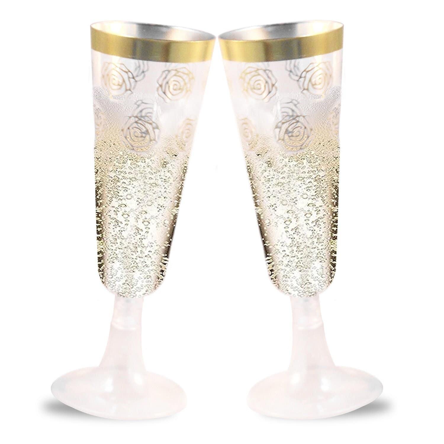 36 Plastic Champagne Flutes, 6.5 Oz Plastic Glasses Gold Rim & Glitter Gold  Mimosa Glasses, Brunch Decor, Plastic Flutes Champagne Disposable