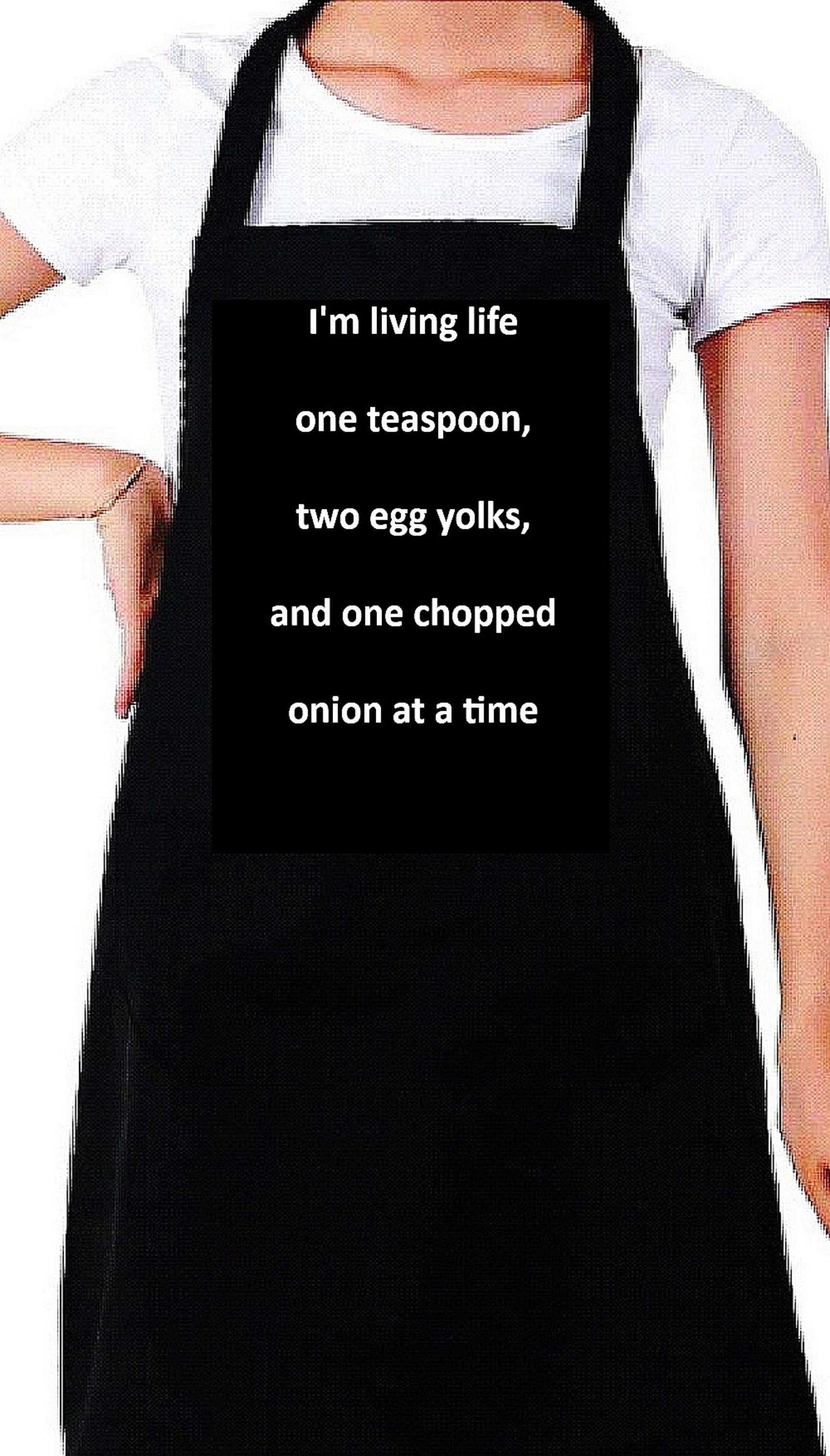 Funny Apron, Says I'm Living Life One Teaspoon, Two Egg Yolks and One