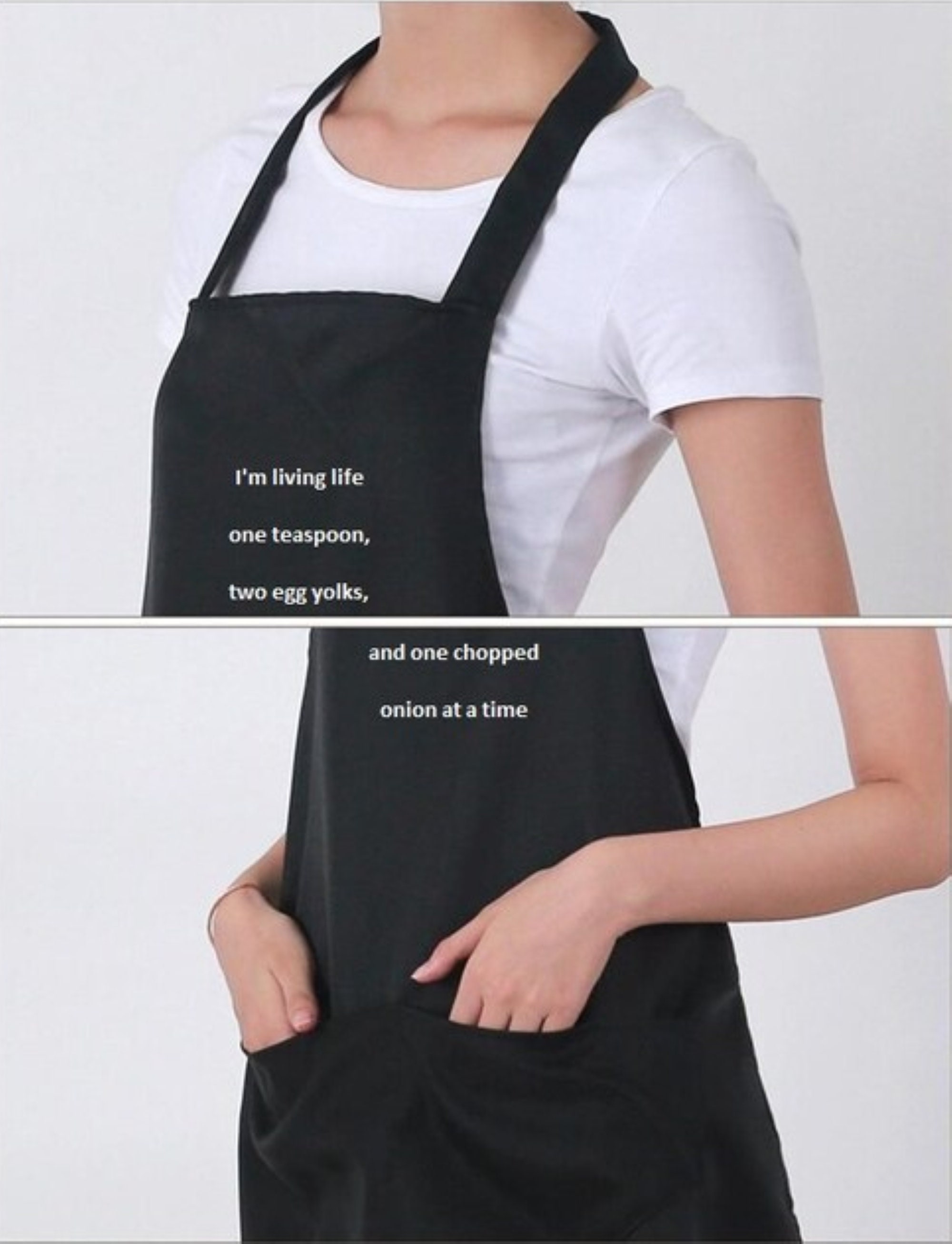 Funny Apron, Says I'm Living Life One Teaspoon, Two Egg Yolks and One