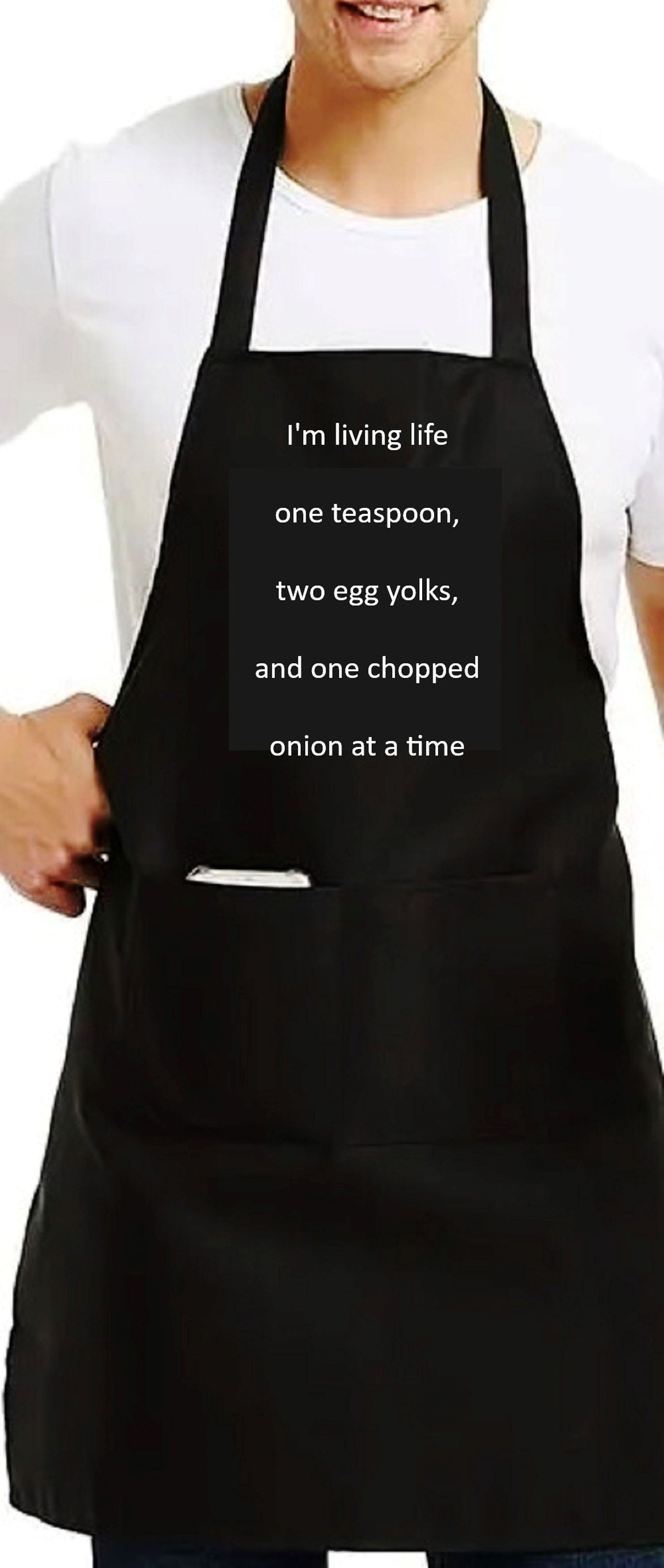 Funny Apron, Says I'm Living Life One Teaspoon, Two Egg Yolks and One
