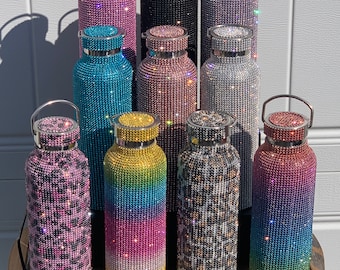 Rhinestone Stainless Steel Water Bottle: Bling Thermos Tumbler (750ml)