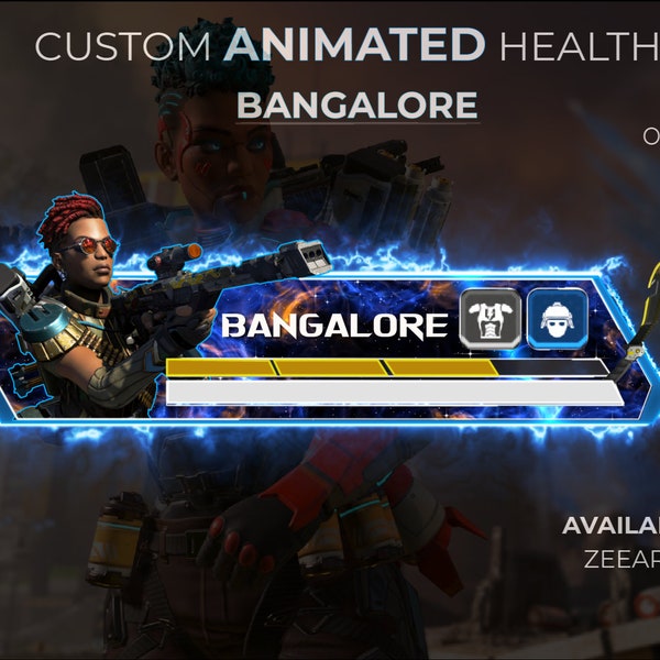Customizable (Animated) Bangalore - Apex Legends Custom Health Bar Overlay For Streaming, YouTube Twitch, OBS