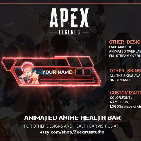 Animated Anime Character, Custom  Apex Legends  Health Bar Overlay For Streaming Twitch, YouTube, Discord, Facebook, OBS