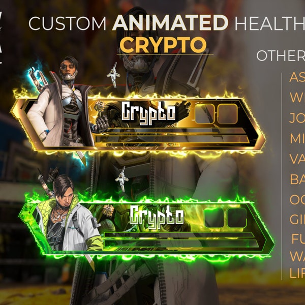 Apex Legends Custom Health Bar Overlay. Customizable (Animated) CRYPTO -  For Streaming, YouTube Twitch, OBS
