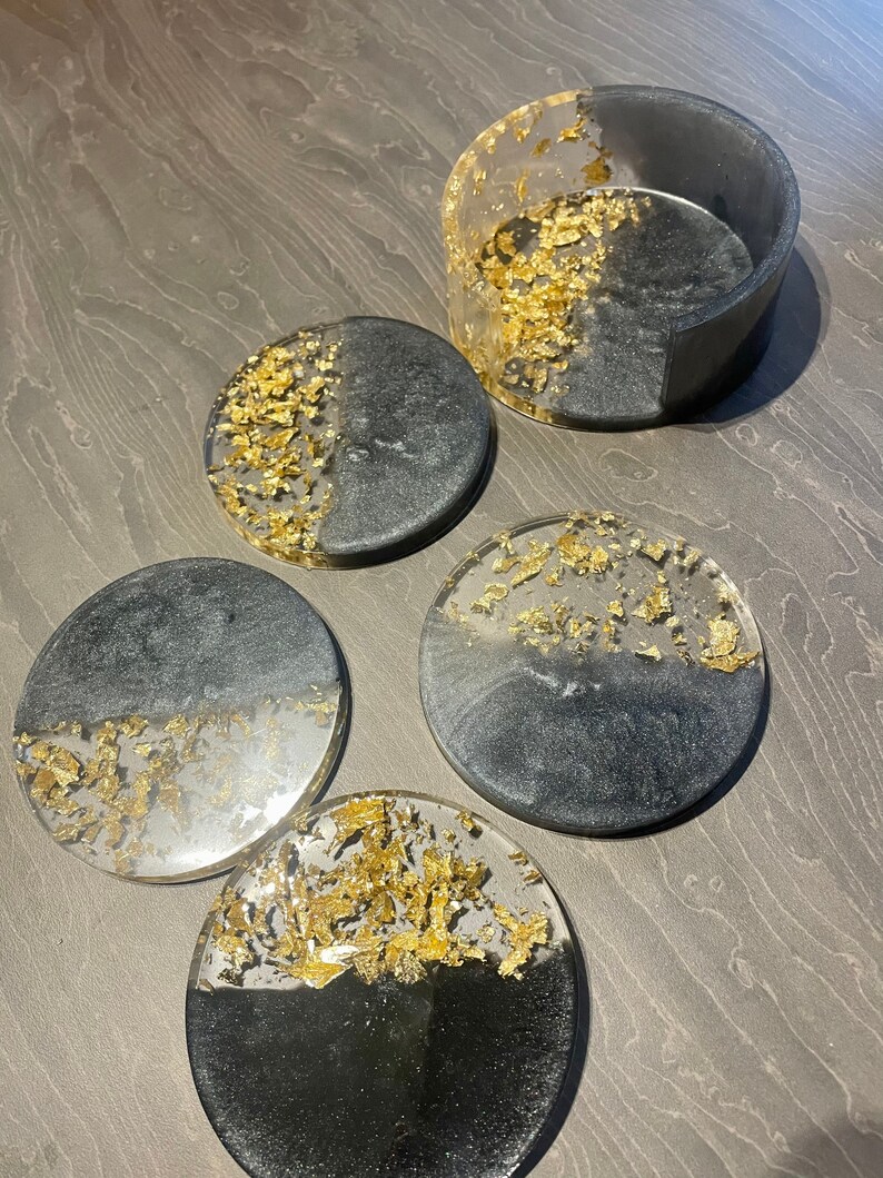 Set of 4 Homemade Coasters Coaster Set Coasters Resin Etsy