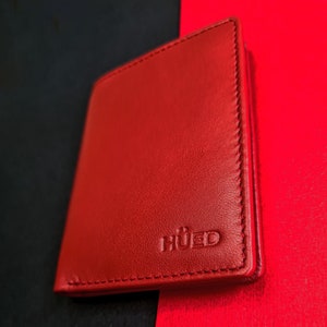 Cartera clásica roja fina para hombre / Cartera de cuero genuino / Cartera fina / Regalo para él / Regalo único / Regalo personalizado