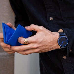 Carteira Masculina Slim Azul Clássica | Carteira de Couro Legítimo | Carteira Slim | Carteira Azul | Cobalto | Presente para Ele | Presente Único | Presente Personalizado